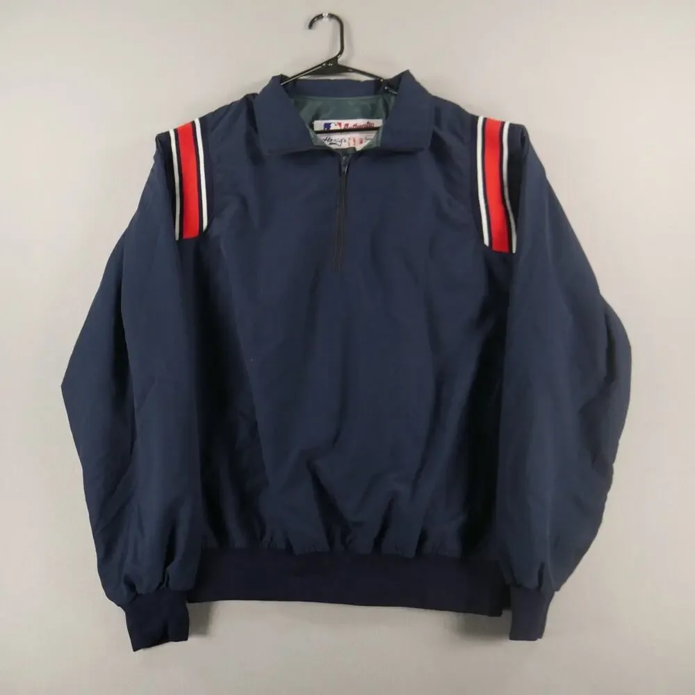 VTG 90s Honigs Whistle Stop Windbreaker Jacket Mens XL Blue Quarter 1/4 Zip